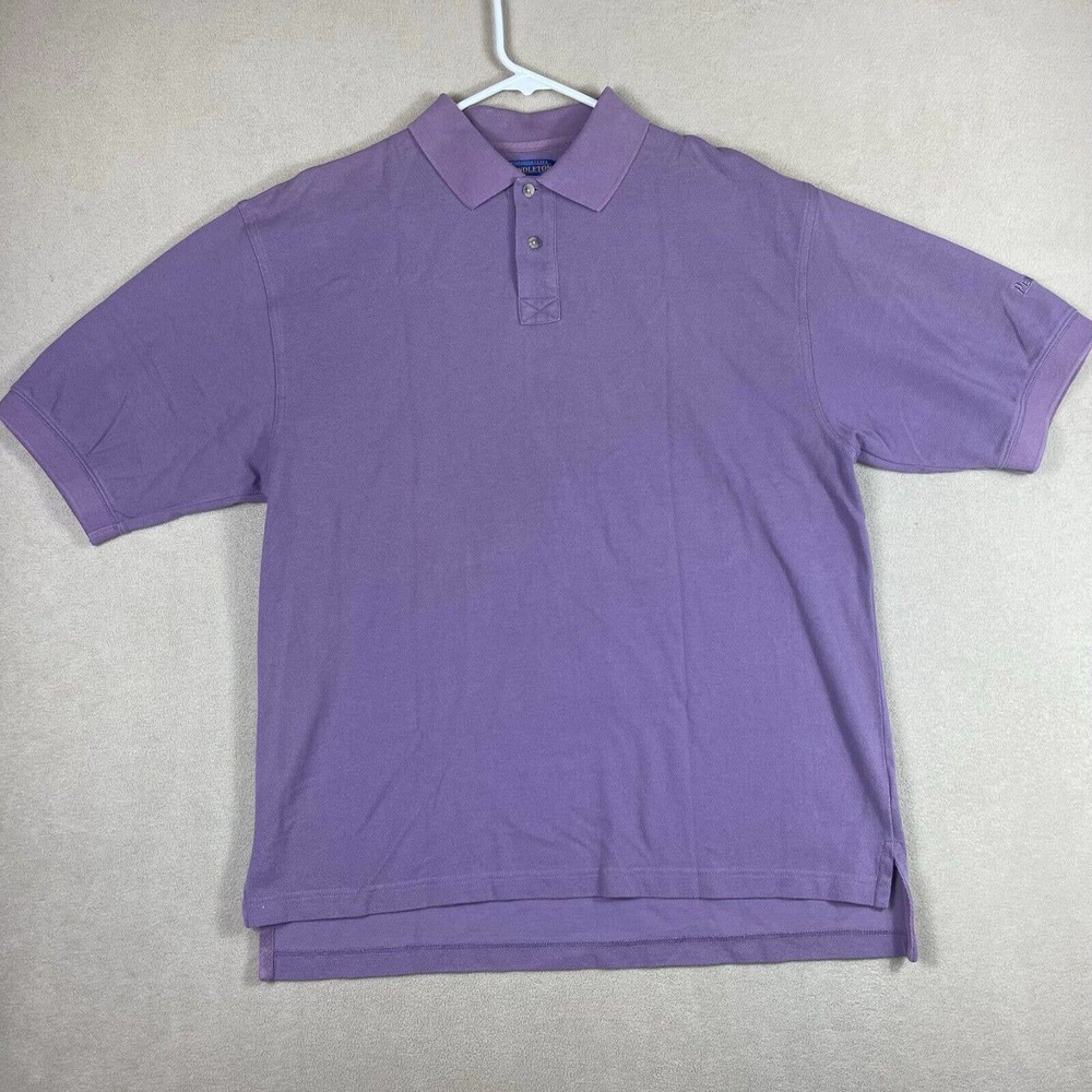 Pendleton Mens‎ L Polo Shirt Purple Slit Hem 100% Cotton Embroidered Logo